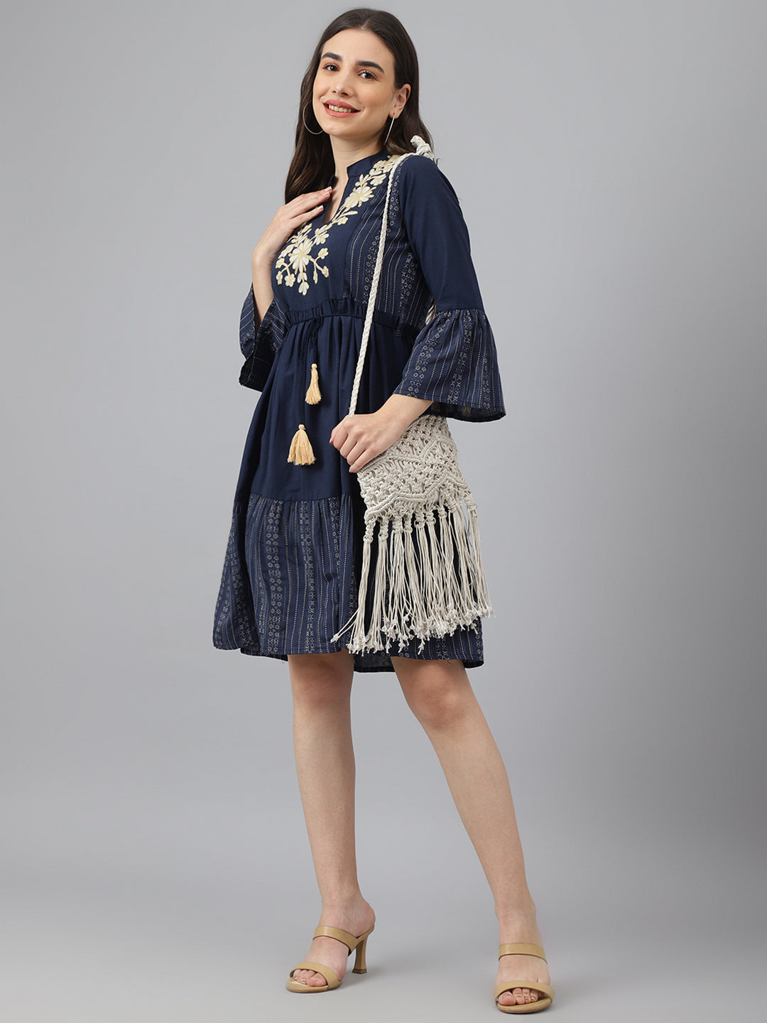 Women Hand Embroidered V-neck Tunic