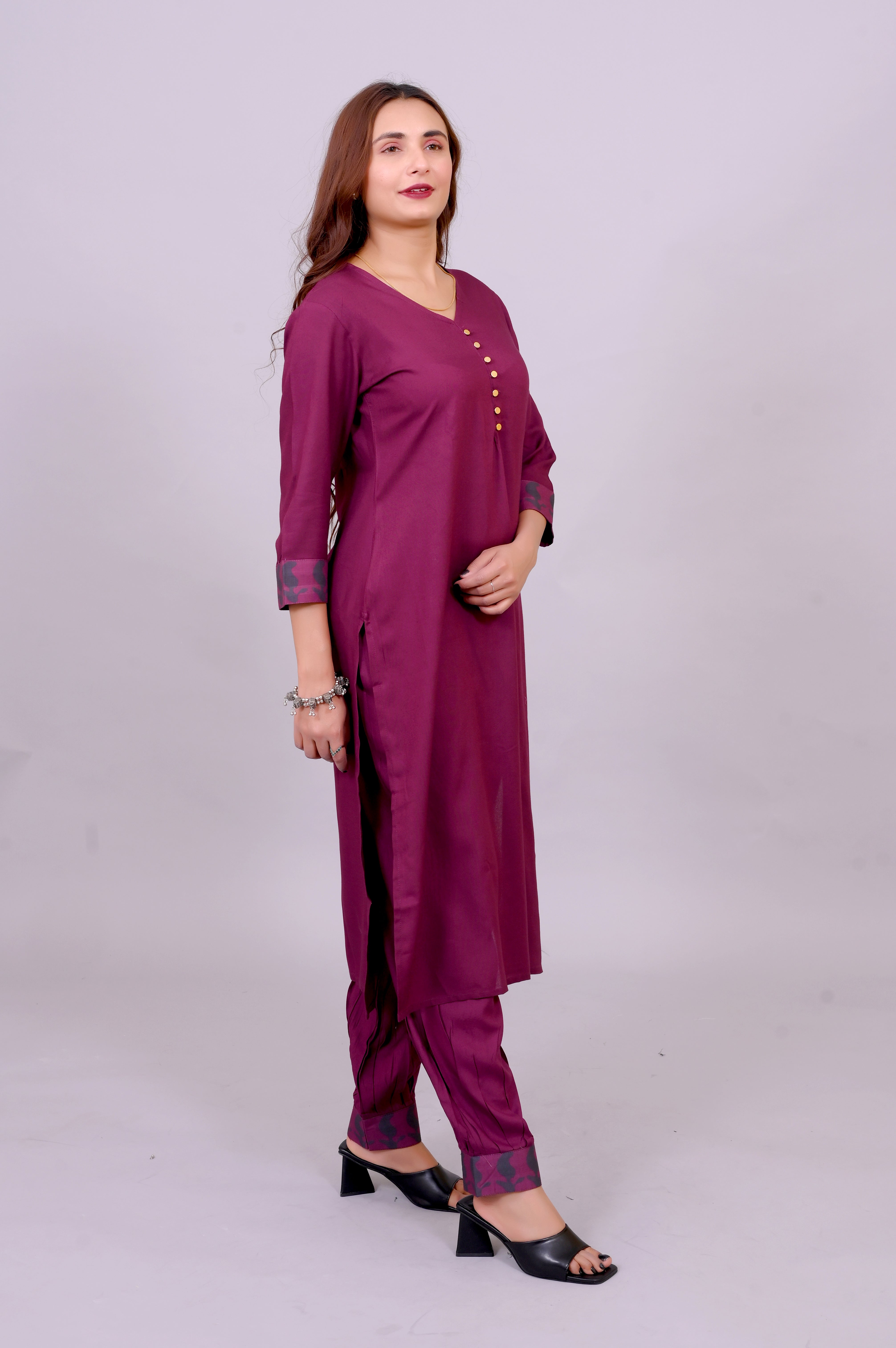 Adaa Jaipur Wine Suit Sets