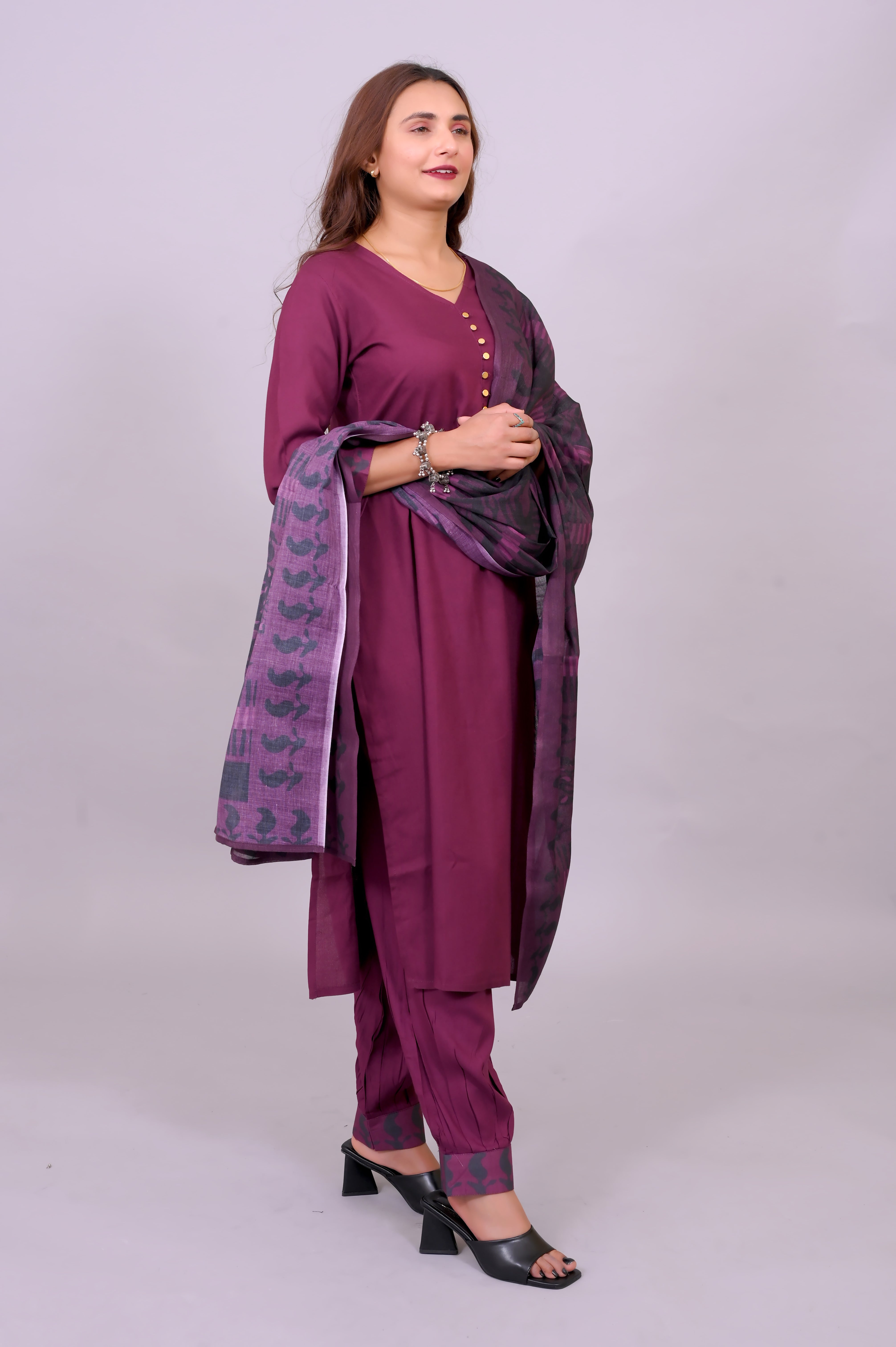 Adaa Jaipur Wine Suit Sets