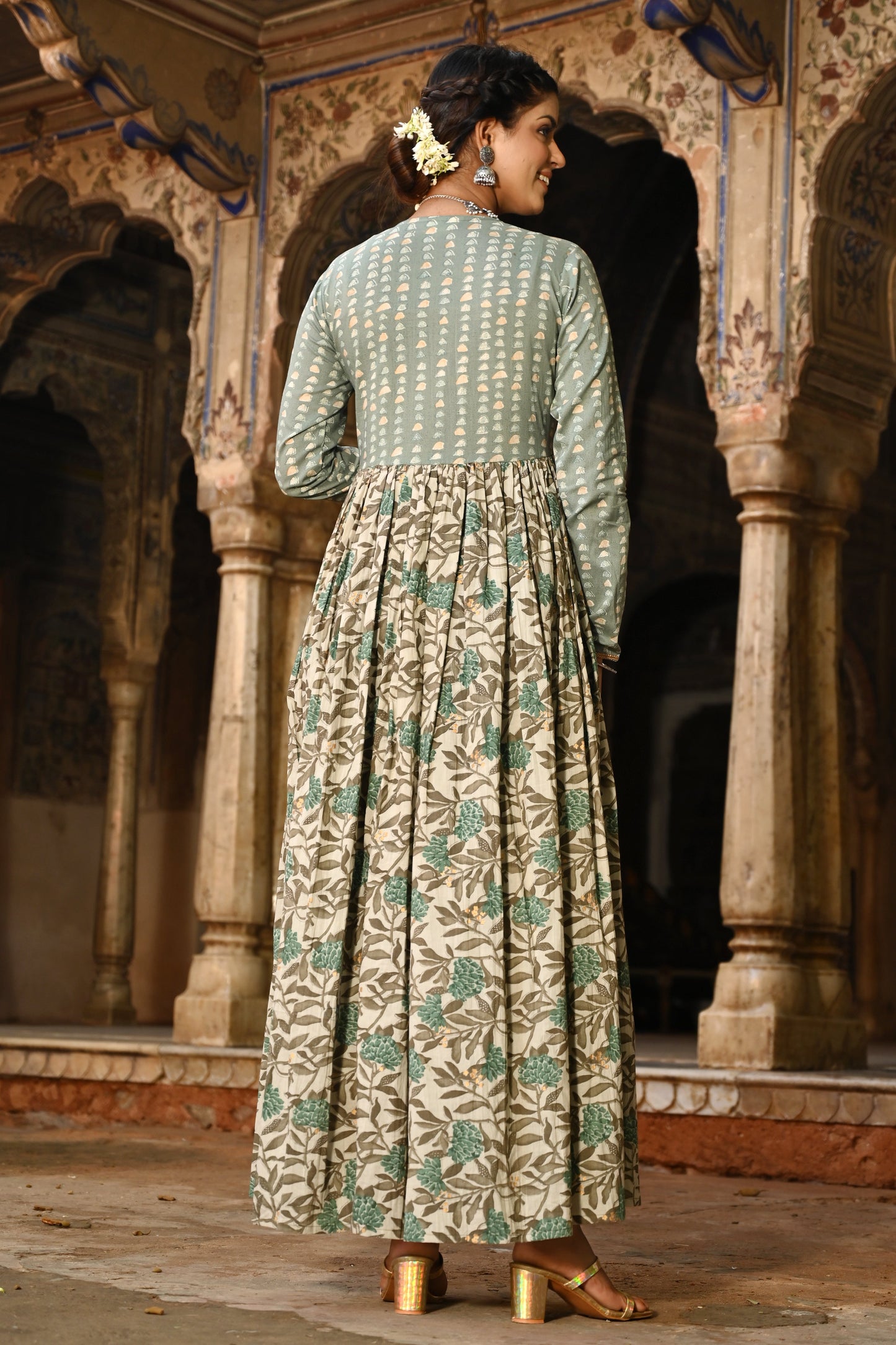 Adaa Jaipur Long Gown With Chinon Dupatta Lace Work